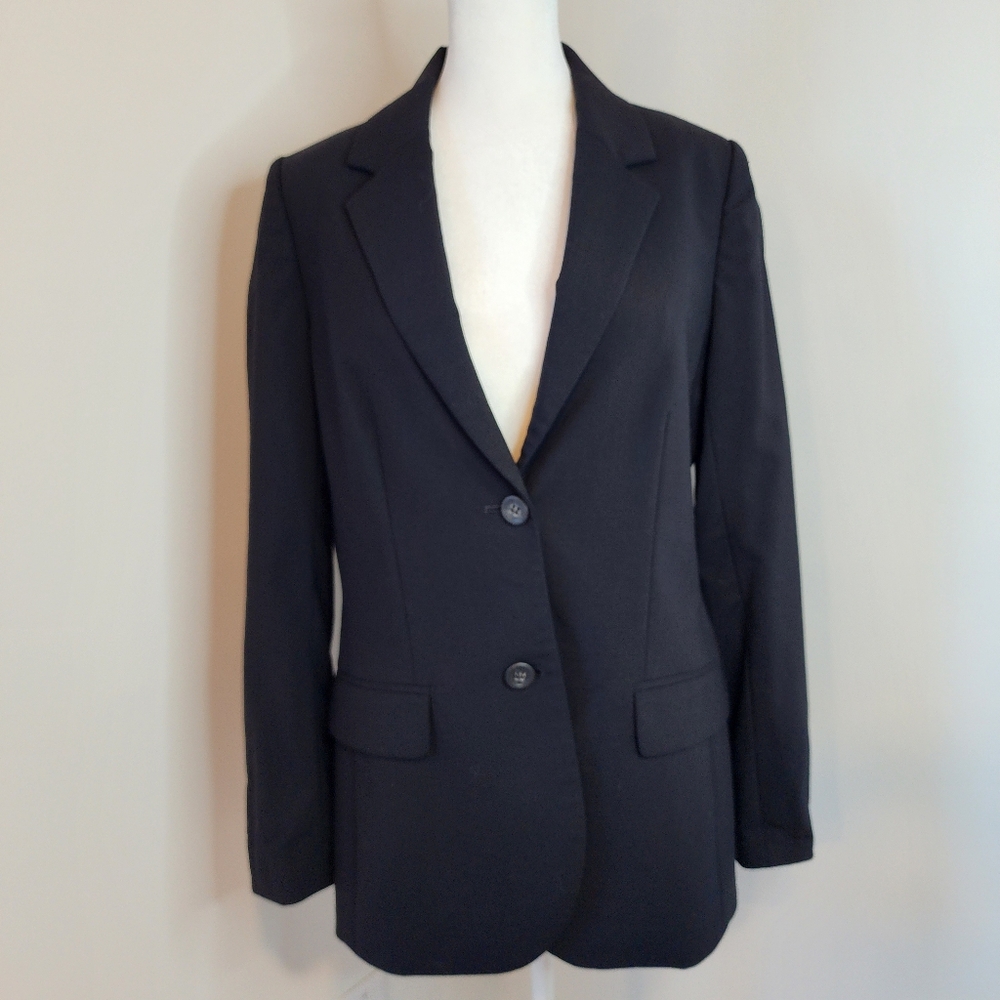 Vintage J Crew Green Label Womens 6 Black Wool Blazer Classic Single Breasted